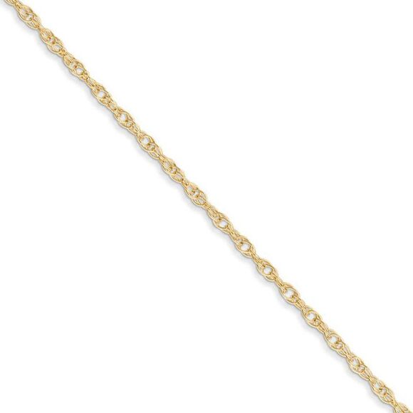 1.35mm 14k Yellow Gold Cable Rope Chain Necklace 18 Inch